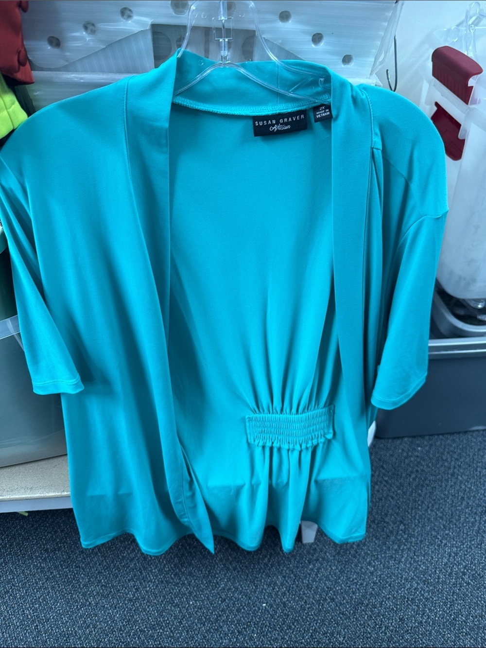 Susan graver short sleeve cardigan 2X // 070250